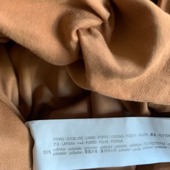 NWT Zara Open Back Gathered with Cinching Brown Stretch Dress, sz Large - Picture 8 of 9